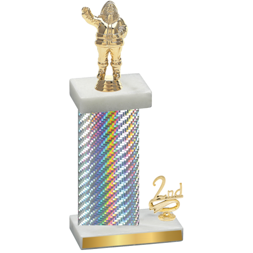 Accented Single Silver Carbon Fiber Second Place Holiday Trophy