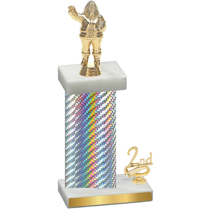 Accented Single Silver Carbon Fiber Second Place Holiday Trophy