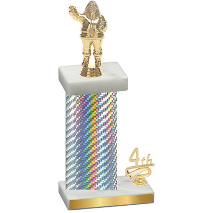 Accented Single Silver Carbon Fiber Fourth Place Holiday Trophy