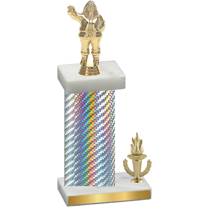 Accented Single Silver Carbon Fiber Victory Holiday Trophy