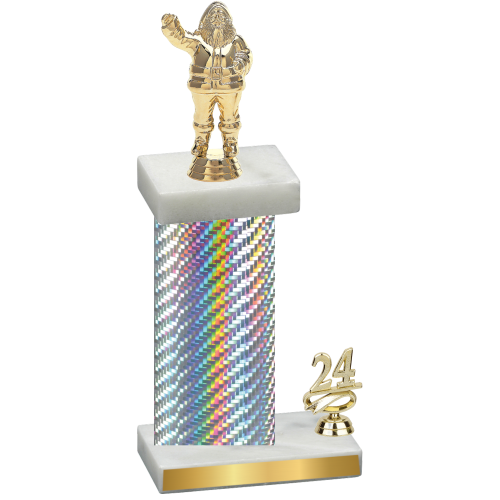 Accented Single Silver Carbon Fiber Year Holiday Trophy