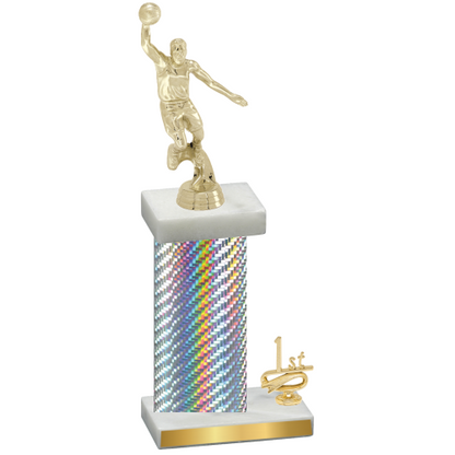 Accented Single Silver Carbon Fiber First Place Basketball Trophy