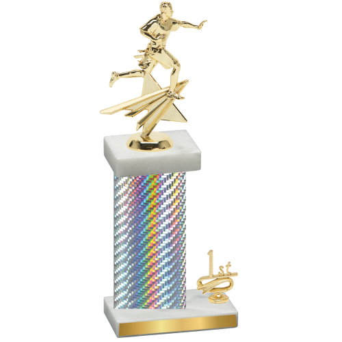 Accented Single Silver Carbon Fiber First Place Flag Football Trophy