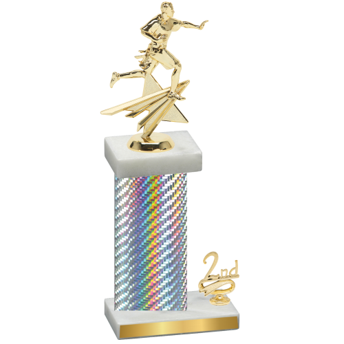 Accented Single Silver Carbon Fiber Second Place Flag Football Trophy