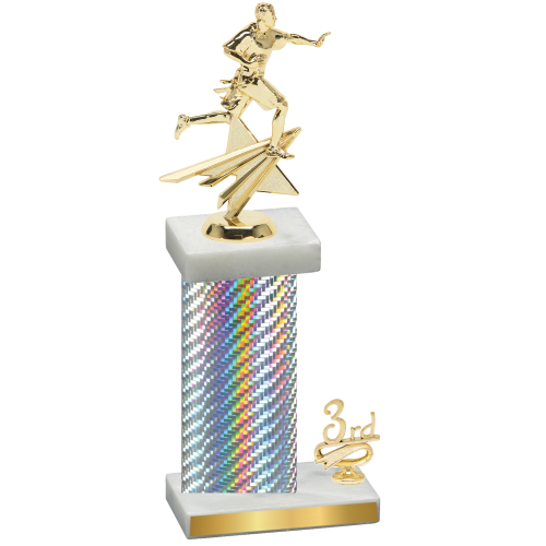 Accented Single Silver Carbon Fiber Third Place Flag Football Trophy