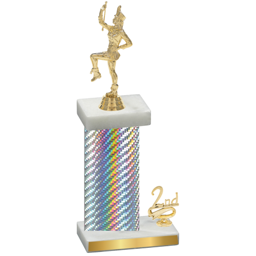 Accented Single Silver Carbon Fiber Second Place Majorette Trophy