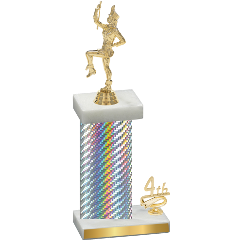 Accented Single Silver Carbon Fiber Fourth Place Majorette Trophy