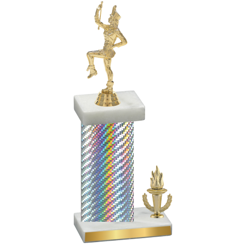 Accented Single Silver Carbon Fiber Victory Majorette Trophy