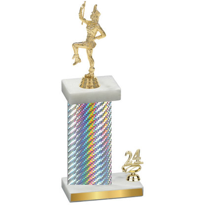 Accented Single Silver Carbon Fiber Year Majorette Trophy