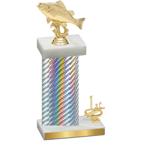 Accented Single Silver Carbon Fiber First Place Fishing Trophy