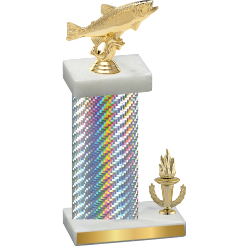 Accented Single Silver Carbon Fiber Victory Fishing Trophy