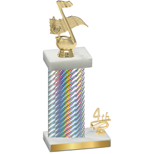 Accented Single Silver Carbon Fiber Fourth Place Music Trophy