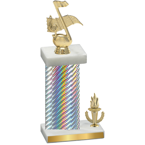 Accented Single Silver Carbon Fiber Victory Music Trophy