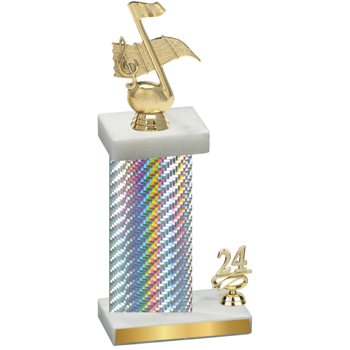 Accented Single Silver Carbon Fiber Year Music Trophy
