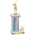 Accented Single Silver Carbon Fiber Second Place Golf Trophy