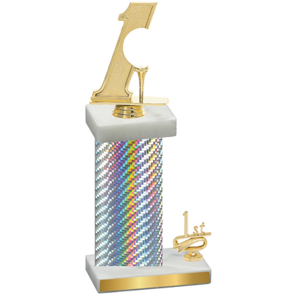 Accented Single Silver Carbon Fiber First Place Golf Trophy