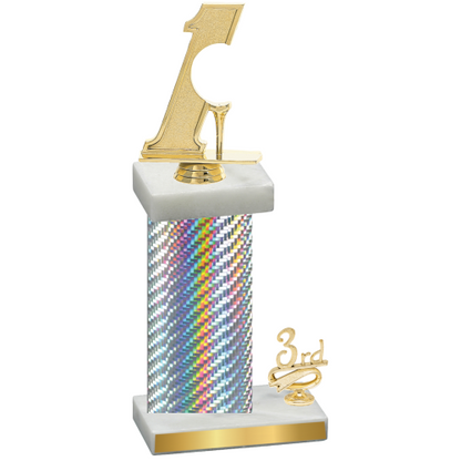 Accented Single Silver Carbon Fiber Third Place Golf Trophy