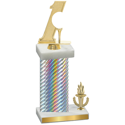 Accented Single Silver Carbon Fiber Victory Golf Trophy