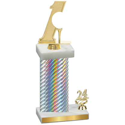 Accented Single Silver Carbon Fiber Year Golf Trophy