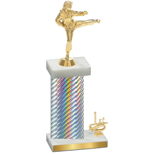 Accented Single Silver Carbon Fiber First Place Karate Trophy