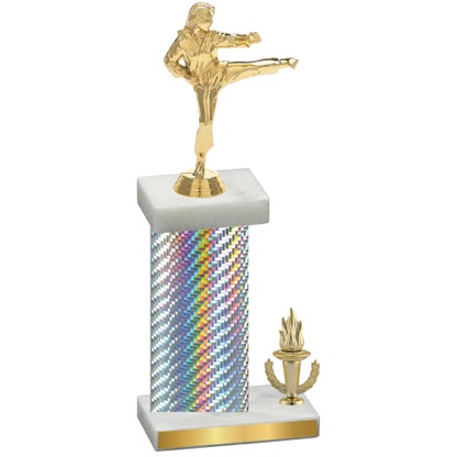 Accented Single Silver Carbon Fiber Victory Karate Trophy