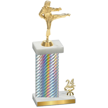 Accented Single Silver Carbon Fiber Year Karate Trophy