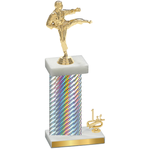 Accented Single Silver Carbon Fiber First Place Karate Trophy