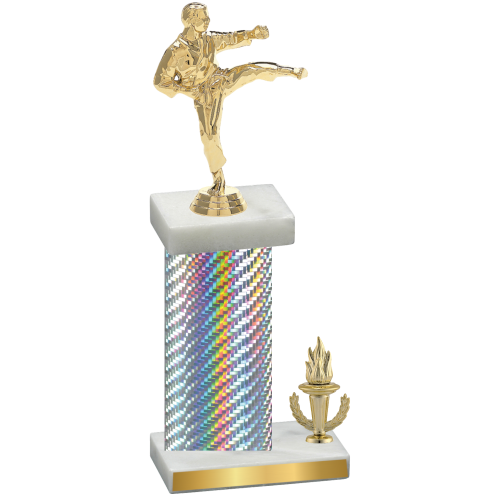 Accented Single Silver Carbon Fiber Victory Karate Trophy