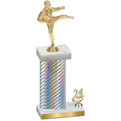 Accented Single Silver Carbon Fiber Year Karate Trophy