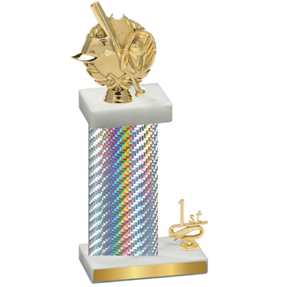 Accented Single Silver Carbon Fiber First Place Baseball Trophy