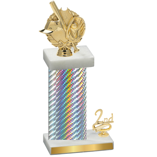 Accented Single Silver Carbon Fiber Second Place Baseball Trophy
