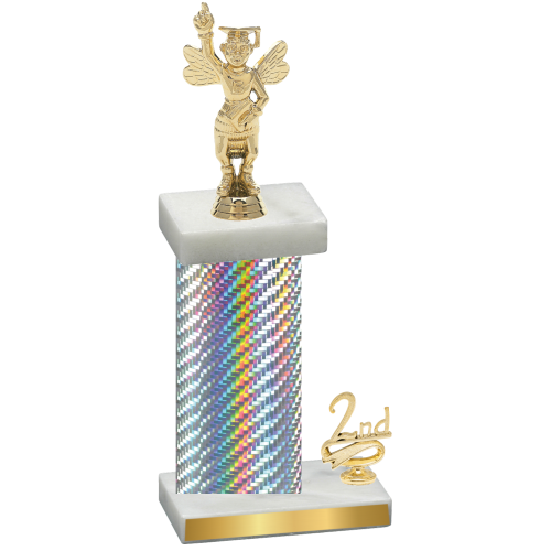 Accented Single Silver Carbon Fiber Second Place Academics Trophy