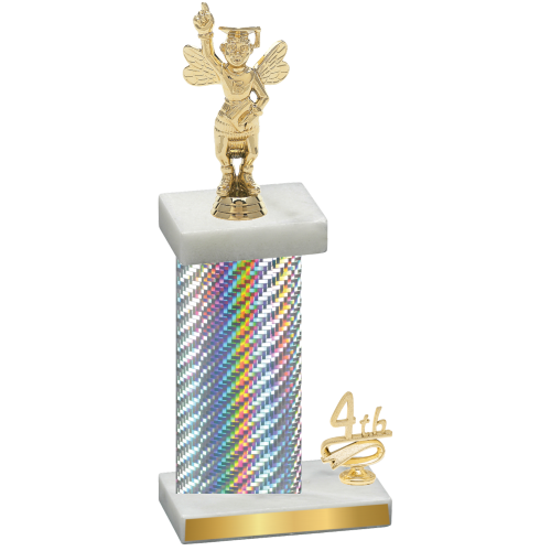 Accented Single Silver Carbon Fiber Fourth Place Academics Trophy