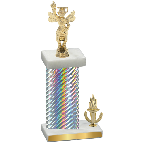 Accented Single Silver Carbon Fiber Victory Academics Trophy