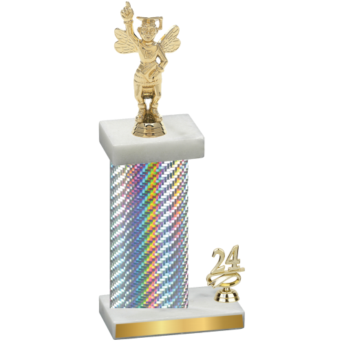 Accented Single Silver Carbon Fiber Year Academics Trophy