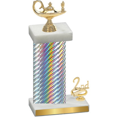 Accented Single Silver Carbon Fiber Second Place Academics Trophy