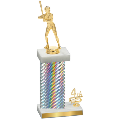 Accented Single Silver Carbon Fiber Fourth Place Softball Trophy