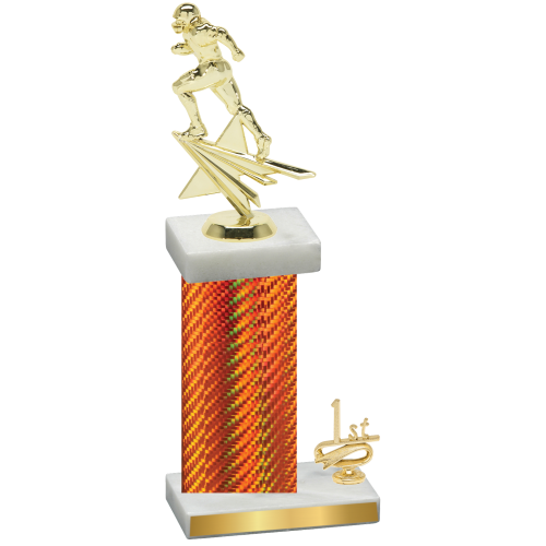 Accented Single Orange Carbon Fiber First Place Football Trophy