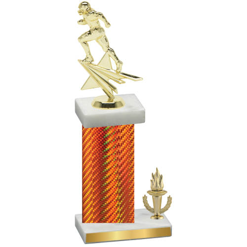 Accented Single Orange Carbon Fiber Victory Football Trophy