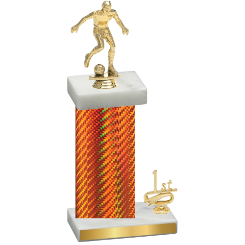 Accented Single Orange Carbon Fiber First Place Soccer Trophy