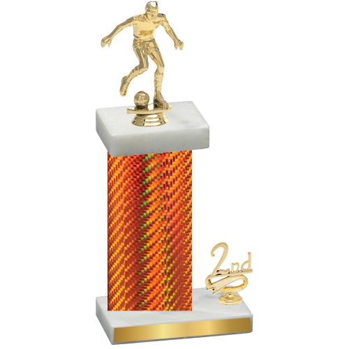 Accented Single Orange Carbon Fiber Second Place Soccer Trophy