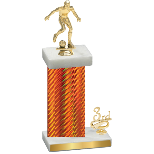 Accented Single Orange Carbon Fiber Third Place Soccer Trophy