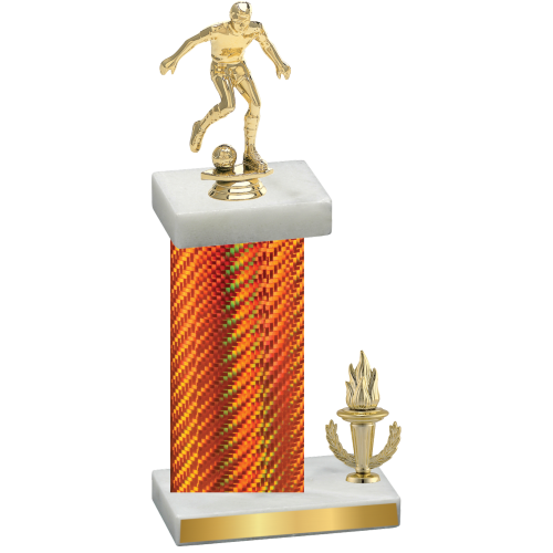 Accented Single Orange Carbon Fiber Victory Soccer Trophy