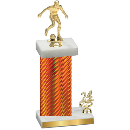 Accented Single Orange Carbon Fiber Year Soccer Trophy