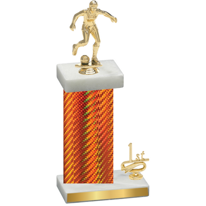 Accented Single Orange Carbon Fiber First Place Soccer Trophy