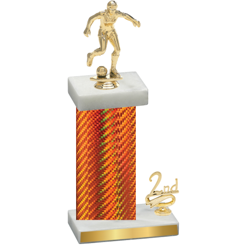 Accented Single Orange Carbon Fiber Second Place Soccer Trophy