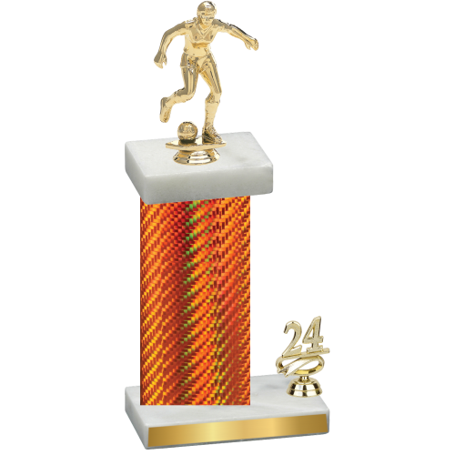 Accented Single Orange Carbon Fiber Year Soccer Trophy