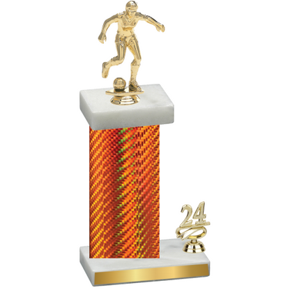 Accented Single Orange Carbon Fiber Year Soccer Trophy