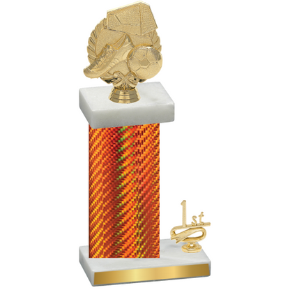 Accented Single Orange Carbon Fiber First Place Soccer Trophy