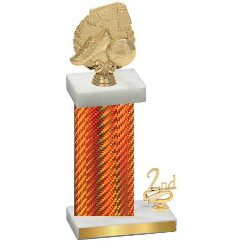 Accented Single Orange Carbon Fiber Second Place Soccer Trophy